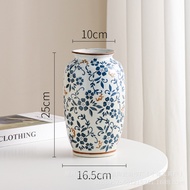 New Chinese style blue and white porcelain retro vase ceramic creative vase home living room lobby d