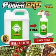 PowerGro 4L Free 1L -Baja Foliar Semburan 100% Organik - utk cepat besar, buah, bunga, sayur, durian