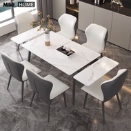 【SG READY STOCK⚡】Extendable Dining Table Set Sintered Stone Dining Table Set w Chair Marble Dining Table Marble Square Table For HDB BTO Condo Landed Dining Room Furniture