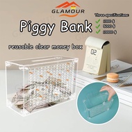 [SG] Transparent Piggy bank Coin Money Box Piggy Bank Adult Large Saving Box