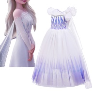 Girls Frozen Dress Elsa White Dress Cosplay Costume For kids 1014