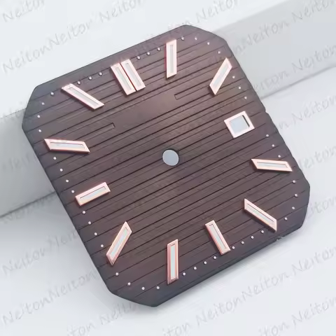 Neiton 29mm NH35 Brown Square Watch Dial Luminous Dial fit NH35 Miyota 8215 8205 831a DG2813 3804 Au