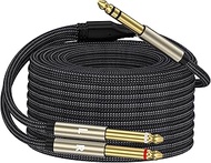 1/4 inch TRS Stereo Y-Splitter Insert Cable, 1/4 Inch Male Jack to Dual 1/4inch(6.35mm) Male TS Mono