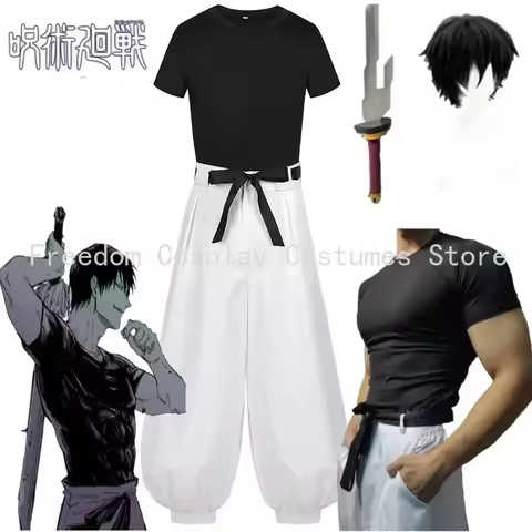 Jujutsu JJK Manga Anime Fushiguro Toji Satoru Gojo Cosplay Costume Wig T-shirt Pants prop Halloween 