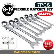 7 Pcs Set Combination Spanner Set Ratchet Wrench Set Spanar Flexible Ratchet Spanner Wrench Matte Al