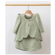 (Preloved)KurungMawar2.0 Mix Cotton HARDHA Sage Green (1-2y) baju kurung budak perempuan - Saiz S