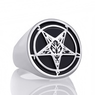 Mens Boys Star Baphomet Goat Pentagram Devil Stainless steel ring Biker Fashion Jewelry Size 8910
