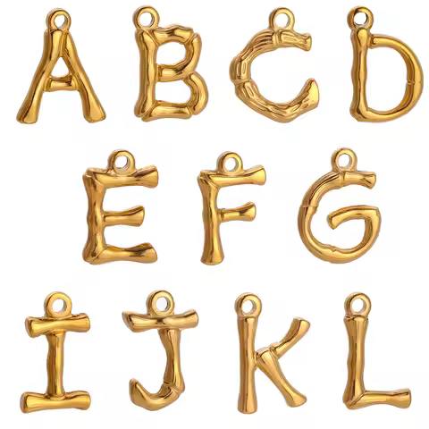 3pcs/Lot Hot Stainless Steel Charm Gold Color Plated Letter Name Pendant For Women Wholesale Alphabe