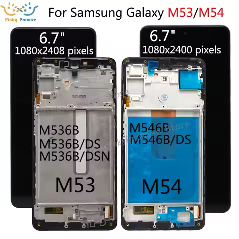 OLED 6.7'' For Samsung Galaxy M53 M536B LCD Display With Frame Touch Screen Digitizer For Samsung M5