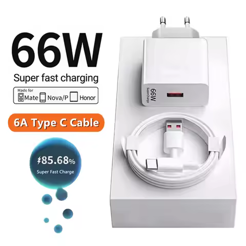 6A 66W Super Fast Charger Type C Cable 40 50 60 P50 P60 Nova 8 9 10 Honor 50 70 90 100 200 Lite X7 X