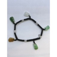 5 Colour Jade Bracelet with Italy 750 White Gold 18K