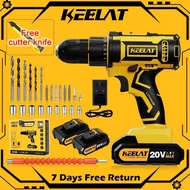 KEELAT Electric Drill Cordless Drill Flat Hammer Impact Drilling Electric Screwdriver Tools