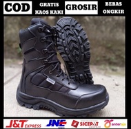 Sepatu PDL satpam king pdl terbaru predator hitam KULIT SAPI jumbo