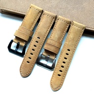 9/11✈24mm 26mm handmade earthy yellow leather strap replacement Panerai 386 44mm 47mm watch diameter
