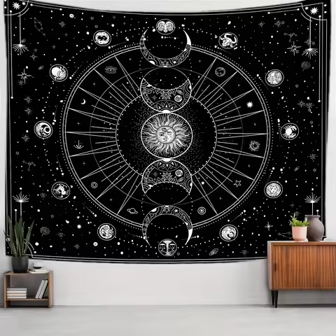 VIKAMA Cosmic Star Moon Cycle Tapestry Moon Phase Gradient Constellation Craft Astrology Studio Bohe