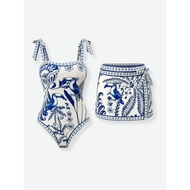 KAILANI Tropical Toile Print 2-Piece Set One Piece Swimsuit Swimwear Swimsuit Woman