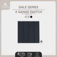 Switch 4 Gang 1 Way [SAHN] สวิทซ์แบบกด 4 ช่อง ทางเดียว รุ่น Dale Series (D041P) ดีไซน์สวยงาม และทันส