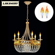 LAKAMIRY LED Flame Light Bulbs, E14 E27 2W Candle Fire Light Bulb, Fashion Plastic Chandelier Base F