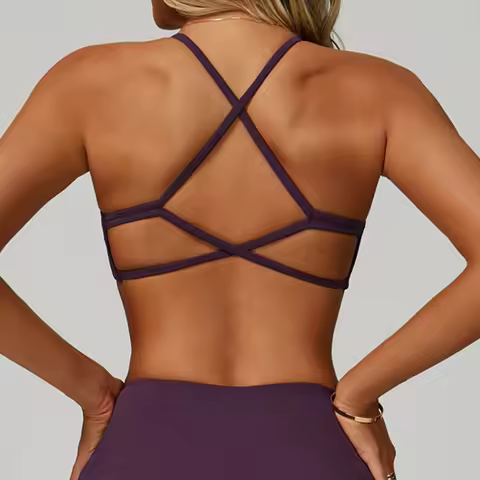 Cross Shoulder Straps Sports Bra Anti-Sweat Fitness Top Women Yoga Bra Shockproof Crop Top Push Up S