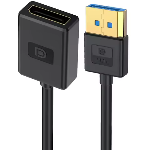 90 Degree DisplayPort Male To Female Extension Silicone Cable DP 8K 60Hz Video Audio Cord 0.3m for L