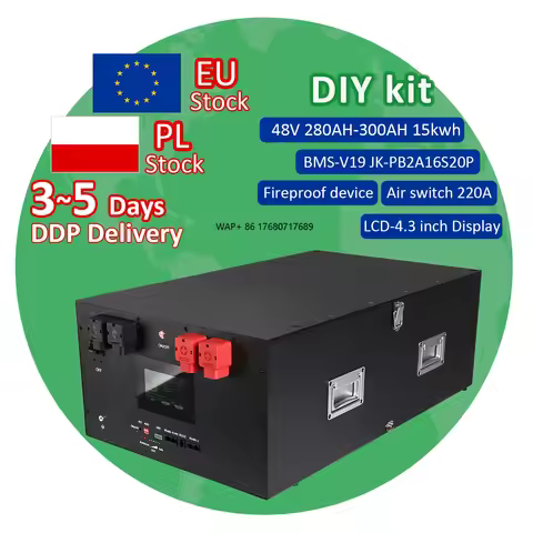 New JK Inverter BMS V19 4.3 LCD 48V 280AH 15KW Solar Home Energy Storage LiFePO4 Battery Case Bank B