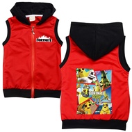 Fortnites Boys Vest Girls Hooded Waistcoat Fortnite 8319 Children's Jacket Zipper Coat Cardigan Vest Kids Clothing Casual for 2-15 Years