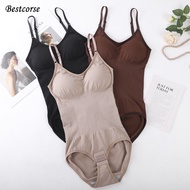 BESTCORSE Seamless Shapewear Bodysuit With Pads Plus Size Body Shaper Bodysuit Slim Waist Tummy Cont