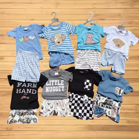 Wholesale summer kids western boutique children clothing Sibling Baby Boys Brother Western Chicken D