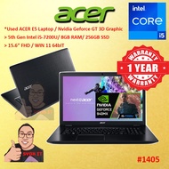 #1405 *Used Acer E5 Intel Core I5-7200U 8GB 256GB SSD Nvidia GF940MX 3D Graphic 15.6" FHD Win11 Lapt