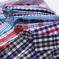 Large Size Short-Sleeved Shirt Men's Loose Plus Size Plaid Shirt Men's Trendy Fatty 100% Cotton Prof