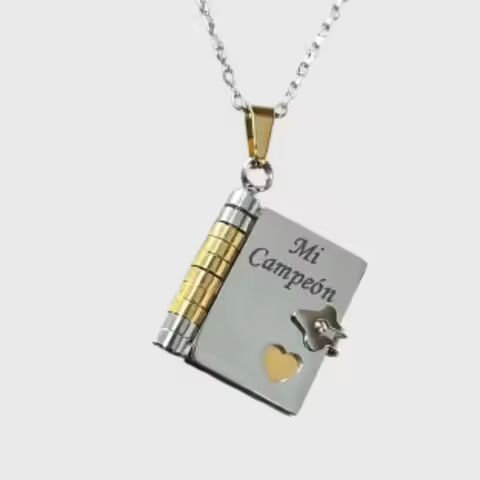 Spanish My Little Star Book Necklace For Daughter Son My Champion Book Necklace Stainless Steel Mess