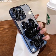 Norvik Gương trang điểm vỏ điện thoại với khung gấp thỏ đứng long lanh mạ Gradient Bìa Ốp điện thoại