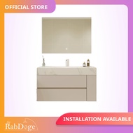 Rabdoge Bathroom Ceramic Seamless Basin Cabinet With Smart LED Square Mirror