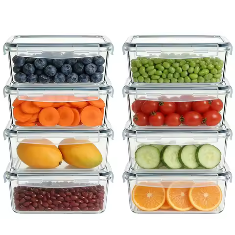 1.5L 2/4/8Pcs Rectangle Fresh-Keeping Box Set for Meal Preparation Lunch Box Picnic