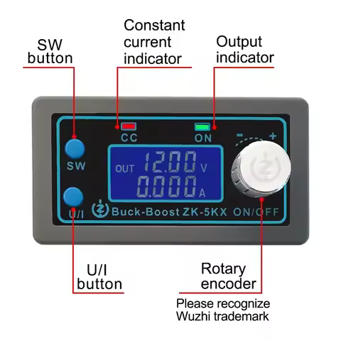ZK-5KX DC DC Buck Boost Converter CC CV 0.6-36V 5A 5V 6V 12V 24V 80W Power Module Adjustable Regulat