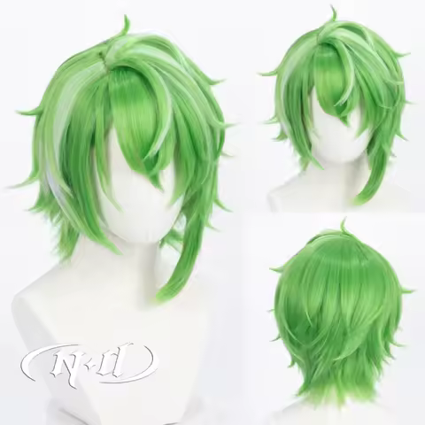 ND Pikero Cosplay Wigs Fragaria Memories Cosplay Green Hair Wigs Heat Resistant Synthetic for Comic 