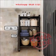 碳鋼置物收納架 [35x71cm 全鋼款] [SR15-51] Metal Foldable Kitchen Rack 毋需安装 轆帶鎖 方便移動 全金屬碳鋼材質設計 可折叠 9cm濶收藏 承重穩固 
