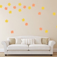 QuickFilm 靜電無痕DIY裝飾牆貼 (橙、黃色楓葉60張)