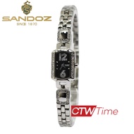 Sandoz นาฬิกาข้อมือผู้หญิง สายสแตนเลส รุ่น SD99249SS04 (สีเงิน / หน้าปัดดำ)