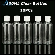 10PCS Empty-Plastic Bottles 100ML Clear Small Travel Flip Liquids Shampoo