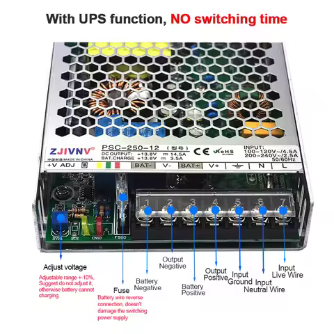 PCS-250W UPS Charge Switching Power Supply for Lead acid battery 13.8V 3.5A 27.6V 2.5A PSC-250-12 PS