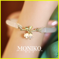 ❖ ● ▨ MONIKO Original Design 18k Gold Hetian Jade White  Lily of the valley Bangle Impact Inspired
