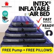 Intex Inflatable Air Bed Mattress (Single / Super Single / Queen / Super Queen / King) With Free Pillows &amp; Pump