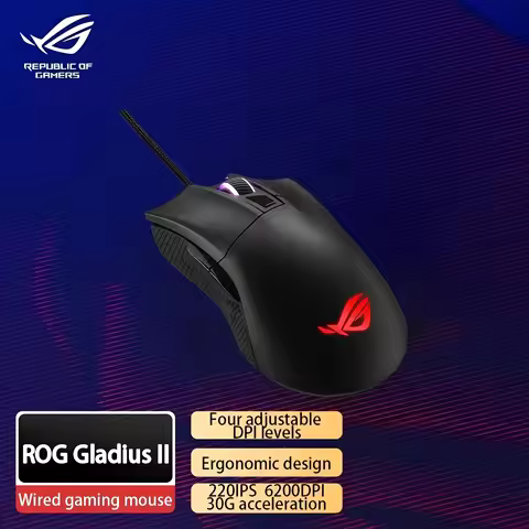 ASUS ROG Gladius II Core Gaming Mouse Ambidextrous Ergonomic Optical RGB 6200 DPI Asus Store Officia