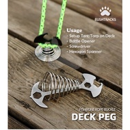 Bushtracks Fishbone Deck Peg Camping Peg Outdoor Camping Deck Carabiner Tarp Flysheet Pole