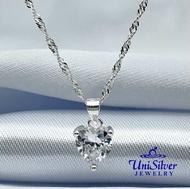 Unisilver 925 Sterling Silver Heart Stone Pendant Necklace (NPS47-2001)