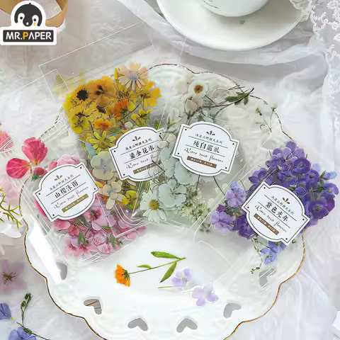 Mr.paper 2 Styles 40Pcs/Bag Fresh Flower Stickers Ins Style Cute Hand Account Material Stickers Deco