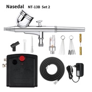 Nasedal Dual-Action Airbrush Compressor Kit Air Brush Paint เครื่องมือตกแต่ง DIY เครื่องประดับแฟชั่น