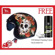 MT Helmet-Open Face Helmet-Le Mans 2 SV-Skull & Roses A1 Gross Red-Authentic