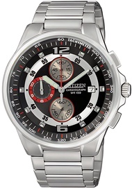 นาฬิกาข้อมือผู้ชาย CITIZEN Quartz Chronograph Tachymeter รุ่น AN3380-53F หน้าปัดสีดำ ขนาดตัวเรือน 41 มม.ตัวเรือน /สาย Stainless Steel สีเงิน